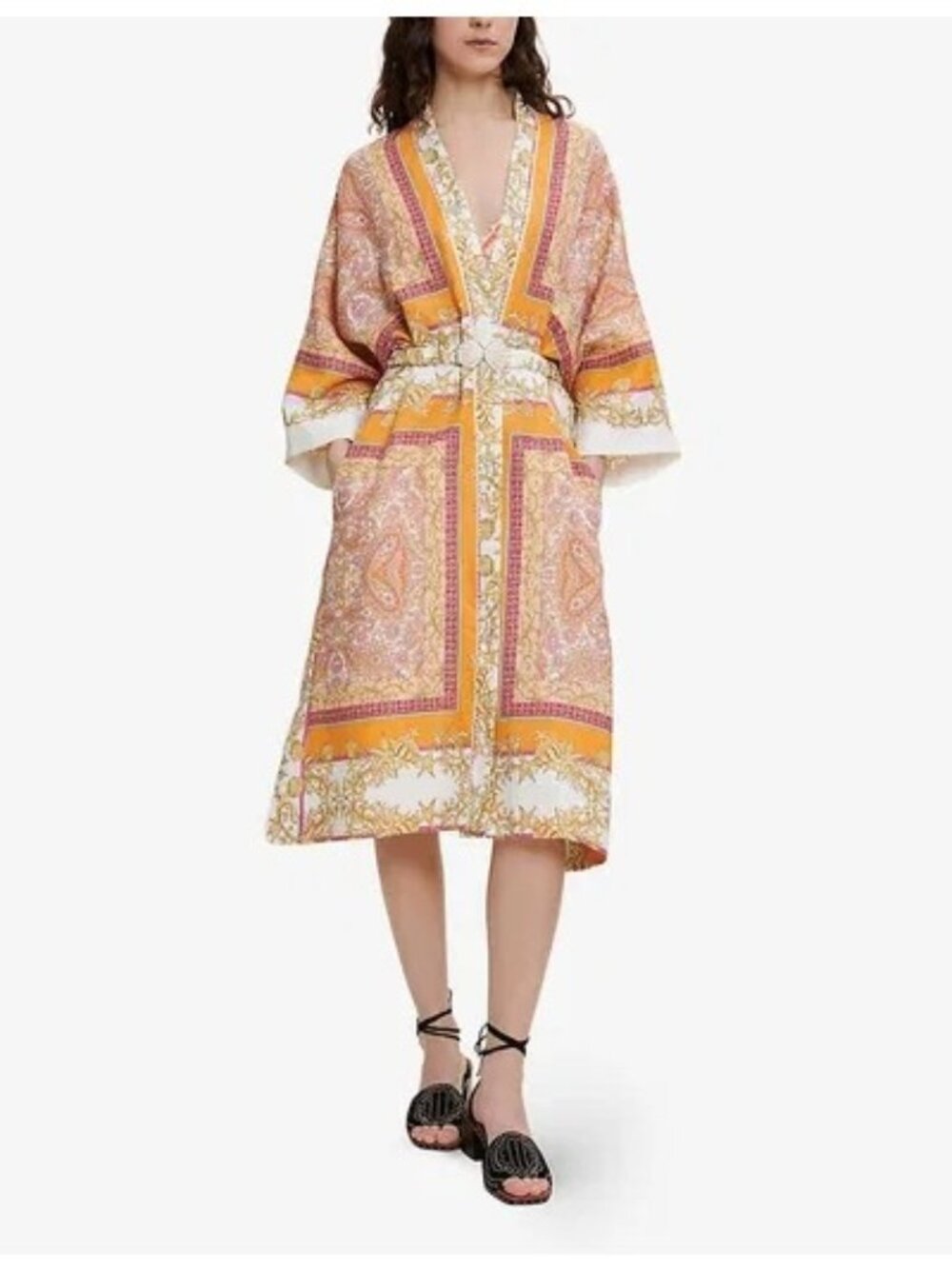 MAJE Voquillage Linen Graphic Kimono EU 38 / US Medium New with Tag